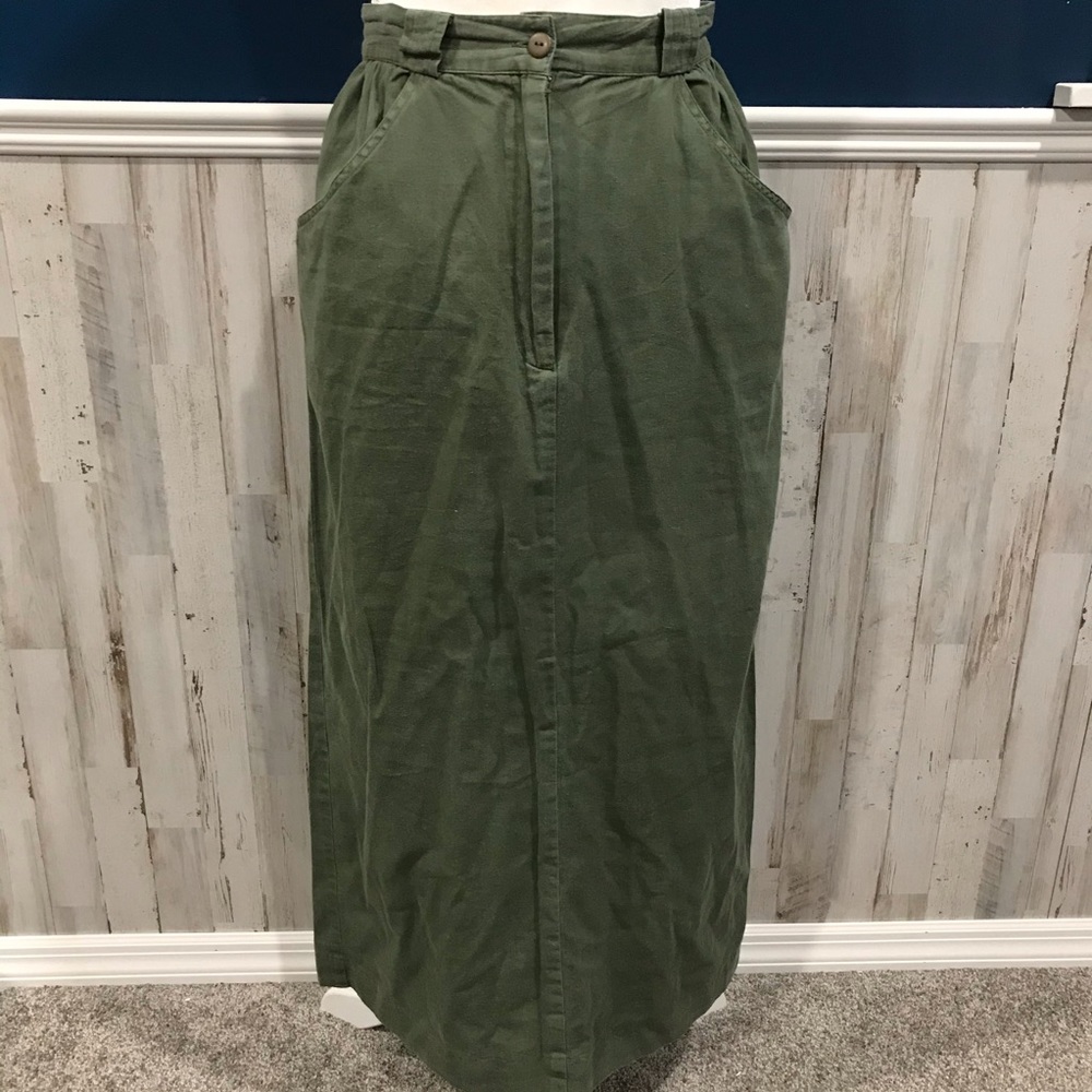 Vintage Olive Green Maxi Skirt